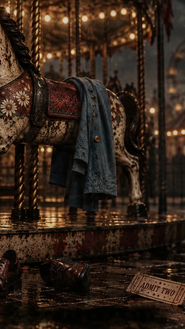 A carousel with a blue coat, from the cinematic hook